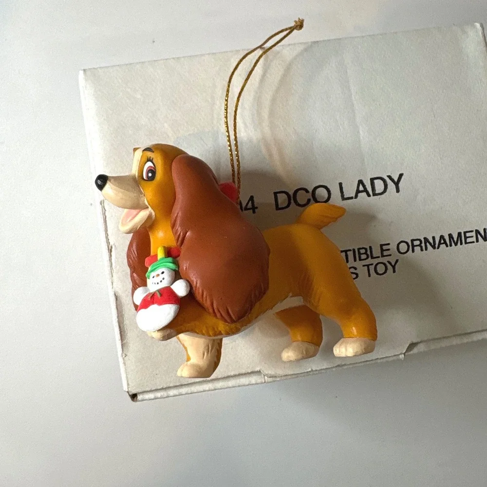 Disney Lady and the Tramp Lady with Snowman Christmas Ornament 027904 with Box